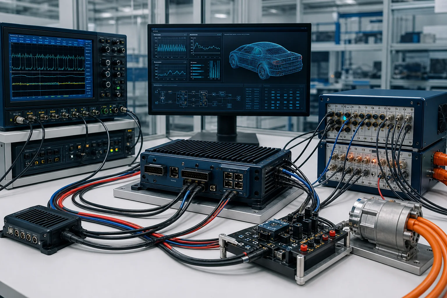 Embedded controller connected to hardware-in-the-loop safety testing equipment