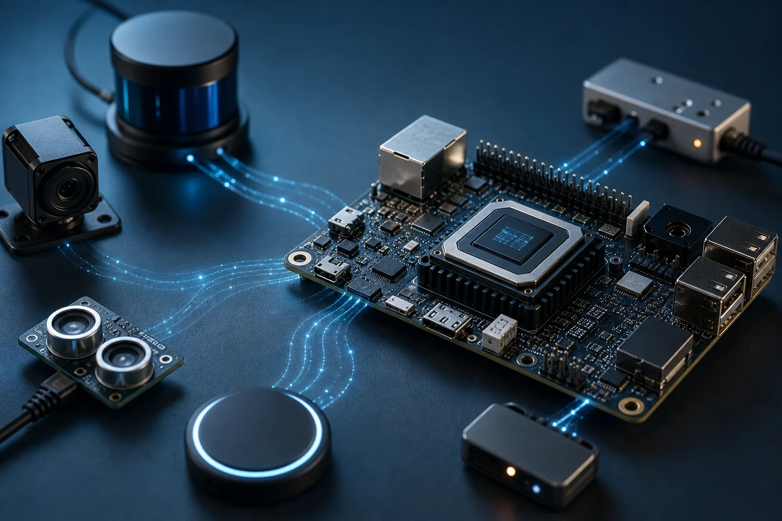 Edge AI processor coordinating sensors and on-device machine learning