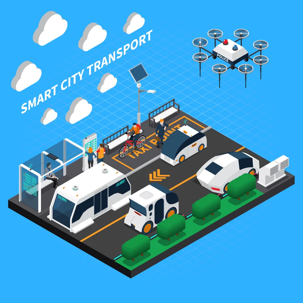 Connected smart-energy infrastructure at dusk